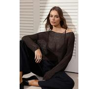 WOVCOR Transparent Boat Neck Knitted Sweater - Brown - L