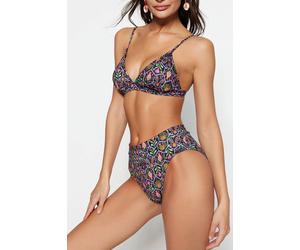 Wovcor Triangle Bikini Set With Adjustable Straps And High Waist Bottom Multi