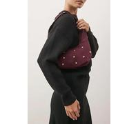 WOVCOR Trok Stone Embellished Women's Oval Medium Size Hand and Shoulder Bag - Burgundy - One Size