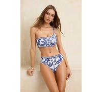 WOVCOR Tropical Pattern Embroidered One-Shoulder Covered High-Waisted Regular Bikini Set - Multi - 12.0