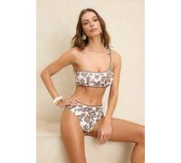 WOVCOR Tropical Pattern Embroidered One-Shoulder Covered High-Waisted Regular Bikini Set - Multi - 8.0