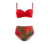 WOVCOR Tropical Patterned Draped Balconette High Waist Regular Padded Bikini Set - Multi - 12.0