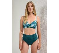 WOVCOR Tropical Patterned Draped Triangle Covered Hipster High Waist Bikini Set - Multi - 8.0