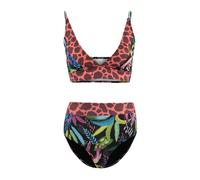WOVCOR Tropical Patterned Triangle Covered Hipster High Waist Bikini Set - Multi - 14.0