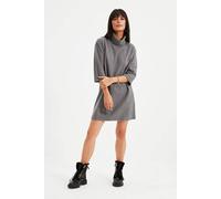 Wovcor Turtleneck Ribbed Knit 3/4 Sleeve Mini Dress In Grey Grey