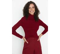 Wovcor Turtleneck Ribbed Knit Sweater In Burgundy Burgundy