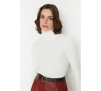 Wovcor Turtleneck Ribbed Knit Sweater In White White M