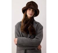 Wovcor Two Piece Faux Fur Hat And Scarf Knit Set In Brown Brown