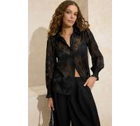 WOVCOR Unlined Shirt with Floral Details - Black - 6