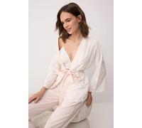 Wovcor V Neck Camisole With Trousers And Robe 3 Piece Pyjama Set In White White