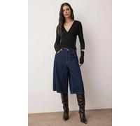 WOVCOR V-Neck Flowy Regular Knit Blouse with Back Detail - Black - XS