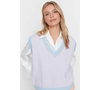 WOVCOR V-Neck Geometric Patterned Knit Sweater - Multi - S