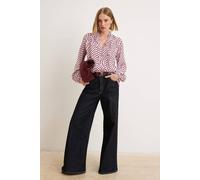 Wovcor V Neck Long Sleeve Frill Detail Woven Shirt In Pink Pink