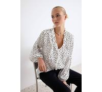 Wovcor V Neck Long Sleeve Frill Detail Woven Shirt In White White