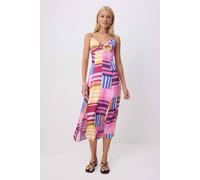 Wovcor V Neck Sleeveless Slip Midi Satin Dress Multi