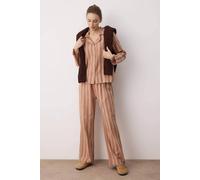 Wovcor Vertical Stripe Revere Collar Long Sleeve Cotton Flannel Pyjama Set Multi