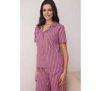 Wovcor Vertical Stripe Revere Collar Short Sleeve Cotton Poplin Pyjama Set Multi