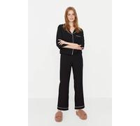 Wovcor Viscose Woven Sleepwear 2-Piece Pajama Set In Black Black 10