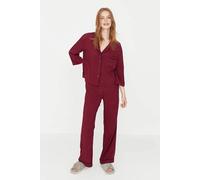 Wovcor Viscose Woven Sleepwear 2-Piece Pajama Set In Burgundy Burgundy