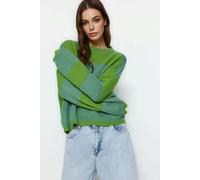 WOVCOR Wide Cut Striped Knit Sweater - Green - M