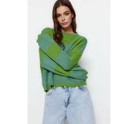 Wovcor Wide Cut Striped Knit Sweater In Green Green
