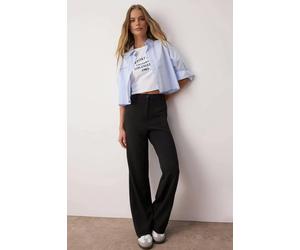 WOVCOR Wide Leg Bootcut Woven Trousers - Black - 8