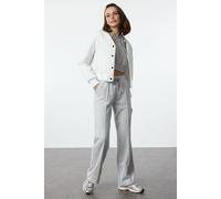 Wovcor Wide-Leg Knit Joggers With Drawstring Waist And Pockets In Grey Grey