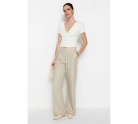 WOVCOR Wide Leg Pleated Trousers - Taupe - 10