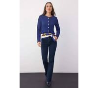 Wovcor Women’S Plain Button Front Cropped Knitted Jacket In Navy Navy