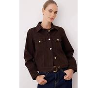 Wovcor Women’S Plain Collared Button Front Cape Jacket In Brown Brown