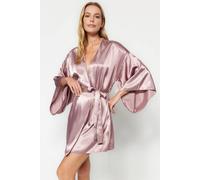 Wovcor Women’S Satin Woven Dressing Gown With Belt In Mauve Mauve 10