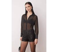 Wovcor Women’S Super Mini Sequin Knitted Party Shorts In Black Black