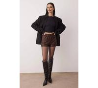 Wovcor Women’S Super Mini Sequin Knitted Party Shorts In Brown Brown S