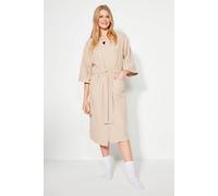 Wovcor Women’S Textured Knit Belted Dressing Gown In Stone Stone M