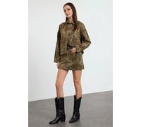 Wovcor Women’S Washed Collared Button Front Utility Jacket In Khaki Khaki XS