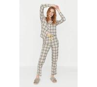 WOVCOR Women's 2-Piece Argyle Print Cotton Knit Pajama Set in Beige | Size: Small WOVCOR Beige S