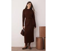 WOVCOR Women's 2-Piece Cable Knit Jumper & Midi Skirt Co-Ord Set in Brown | Size: Medium WOVCOR Brown M
