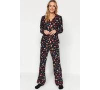 WOVCOR Women's 2-Piece Christmas Print Cotton Pyjama Set in Black | Size: Large WOVCOR Black L
