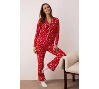 WOVCOR Women's 2-Piece Christmas Print Cotton Pyjama Set in Red | Size: Large WOVCOR Red L