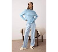 WOVCOR Women's 2-Piece Cotton Striped Knit Pajama Set in Blue | Size: Medium WOVCOR Blue M