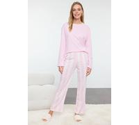 WOVCOR Women's 2-Piece Cotton Striped Knit Pajama Set in Pink | Size: Medium WOVCOR Pink M
