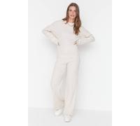 WOVCOR Women's 2-Piece Loose Fit Basic Ribbed Knit Top & Pants Set in Ecru | Size: Medium WOVCOR Ecru M