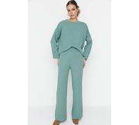 WOVCOR Women's 2-Piece Loose Fit Basic Ribbed Knit Top & Pants Set in Mint | Size: Medium WOVCOR Mint M