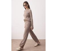 WOVCOR Women's 2-Piece Ribbed Knit Set with Thumbhole Sleeve Detail in Light Brown | Size: Small WOVCOR Light Brown S