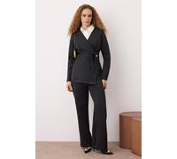 WOVCOR Women's 2-Piece Scuba Fabric Buttoned Wrap Top & Wide Leg Trousers Set in Black | Size: Large WOVCOR Black L