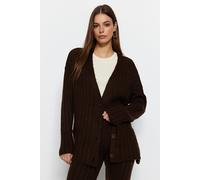 WOVCOR Women's 2-Piece Set Ribbed Knit Cardigan & Wide Leg Trousers in Brown | Size: Medium WOVCOR Brown M