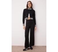 WOVCOR Women's 2-Piece Set Zip-Up Knit Cardigan & Wide Leg Pants in Black | Size: Medium WOVCOR Black M