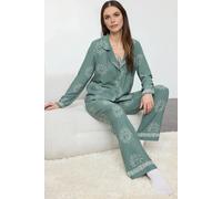 WOVCOR Women's 2- Piece Sun Patterned Viscose Woven Pajama Set in Green | Size: 10 WOVCOR Green 10