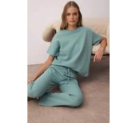 WOVCOR Women's 2-Piece Waffle Textured Knit Pajama Set with Waist Tie Detail in Aqua | Size: XL WOVCOR Aqua XL