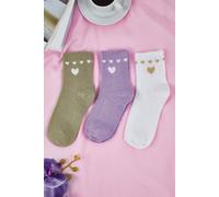 WOVCOR Women's 3 Pack Cotton Heart Jacquard Knit Socks WOVCOR Multicolor One Size
